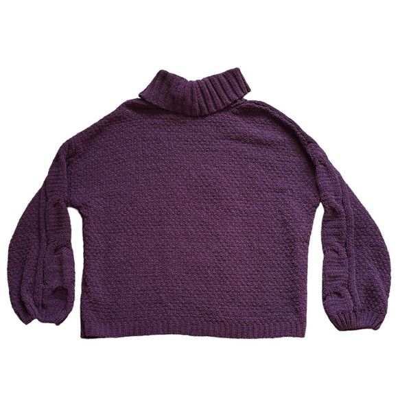 Seven7 Chenille Purple Cable Knit Cowl Neck Sweater | Women's XL - Picture 6 of 7